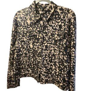 EUC Notations Black & White Collared Scaled Button Up Long Sleeve Jacket Size L